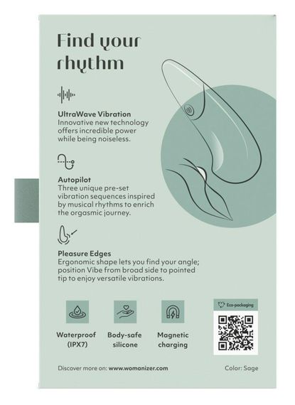 Мини-вибратор Womanizer Vibe Sage, 3 авторежима + 10 уровней интенсивности sexstyle | Зображення 9