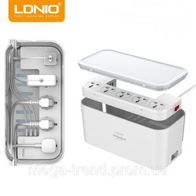 Подовжувач мережевий 2 метри Ldnio Management Power Strip Box  ⁇ 2500W, 3USB, 5 Sockets, 3.1 A ⁇  мережевий фільтр