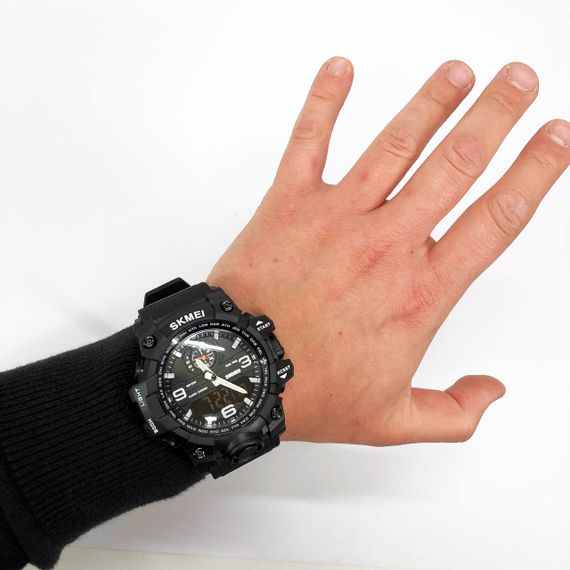 Хороший наручний годинник чоловічий SKMEI 1586BK BLACK, Військовий годинник з підсвічуванням TB-90 | Зображення 5