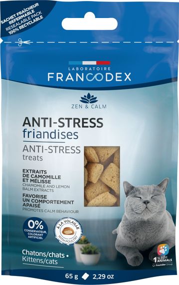 Ласощі для котів із заспокійливим ефектом Francodex Anti-Stress Treats For Cats, 65 гр