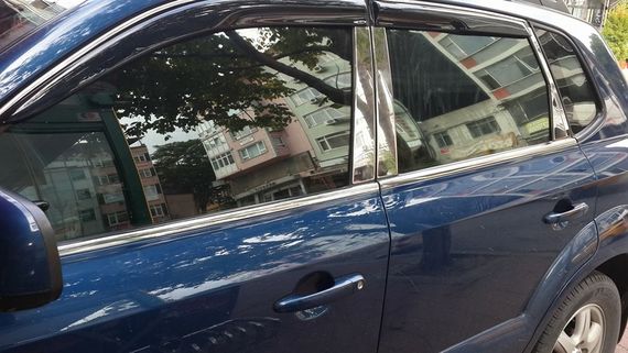 Окантовка скла (4 шт, нерж) для Hyundai Tucson JM 2004-2024 рр | Зображення 4