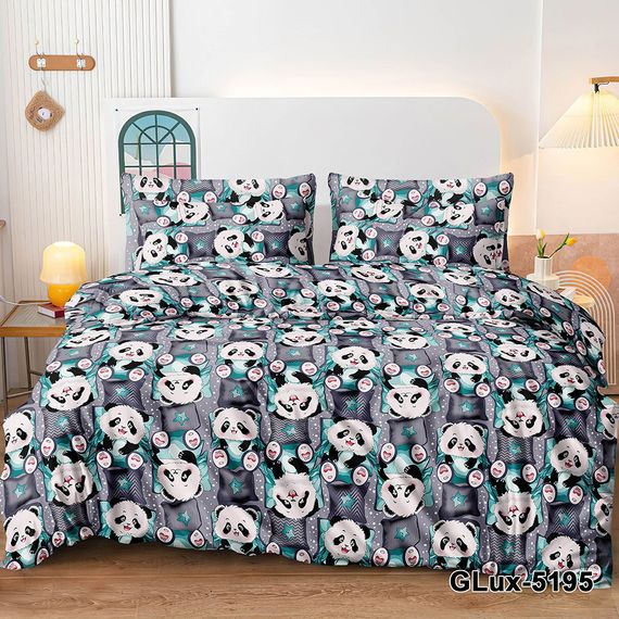 Комплект постельного белья SoundSleep Panda Smile бязь Подростковый 145х210 см серый (2800004737821)