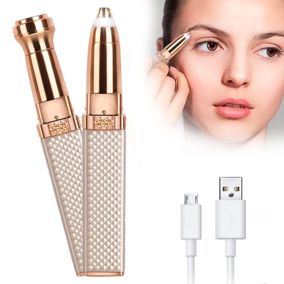 Жіночий тример для брів 2в1, з USB та 2-ма насадками, Blawless MA-3, Рожевий / Акумуляторний епілятор для обличчя