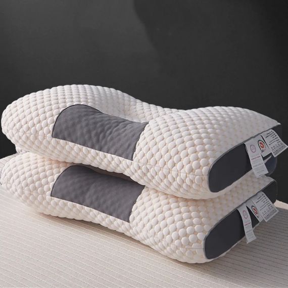 Ортопедична прямокутна подушка 48x74 см з підтримкою шиї та спини Pillow-01 Біло-сіра | Зображення 3