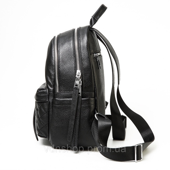 Женский кожаный рюкзак городской 30х23х12, наплечник из натуральной кожи, черный | Зображення 1