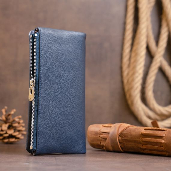Вертикальный кошелек на кнопке женский ST Leather 19203 Темно-синий | Зображення 8