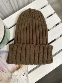 Шапка бини в рубчик Коричневый 54-58р (5512)