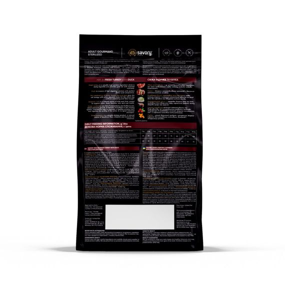 Корм сухий Savory Adult Cat Steril Fresh Turkey and Duck для стерилізованих котів з індичкою та качкою 8 кг | Зображення 1