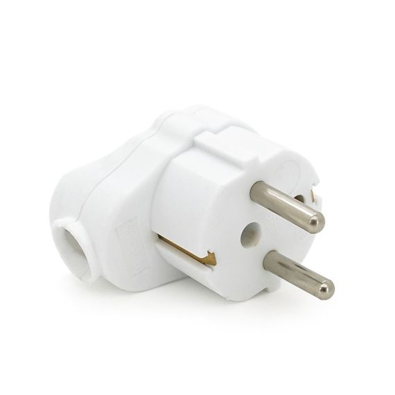 Вилка із заземленням кутова з кільцем, розбірна SQ-GP-003, 16А 220V, White