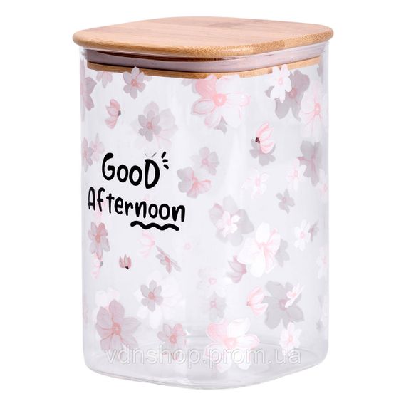 Банка для сипучих продуктів з бамбуковою кришкою 1.2 л ємність для сипучих скло HP-34-23 | Зображення 2