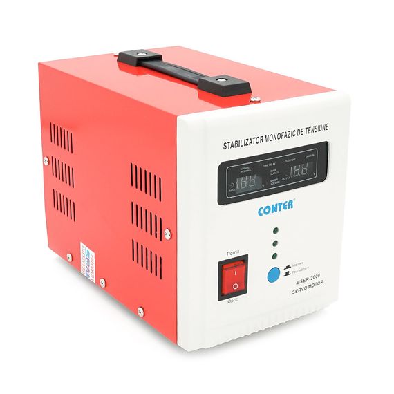 Стабілізатор напруги Conter MSER 2000 VA-V2/1600W однофазний, сервопривід, монтажу підлоги, LED дисплей, діапазон130-260V,