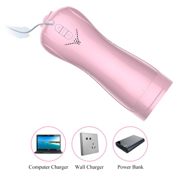 Мастурбатор з вібростимуляцією FOXSHOW Vibrating and Flashing Masturbation Cup Pink USB 7+7 Function, BS6300022 Sex Aura | Зображення 7