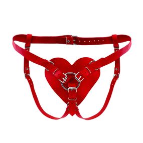 Трусики Сердце для страпона из натуральной кожи Feral Feelings - Hearts Strap-on Belt Red Sex Aura