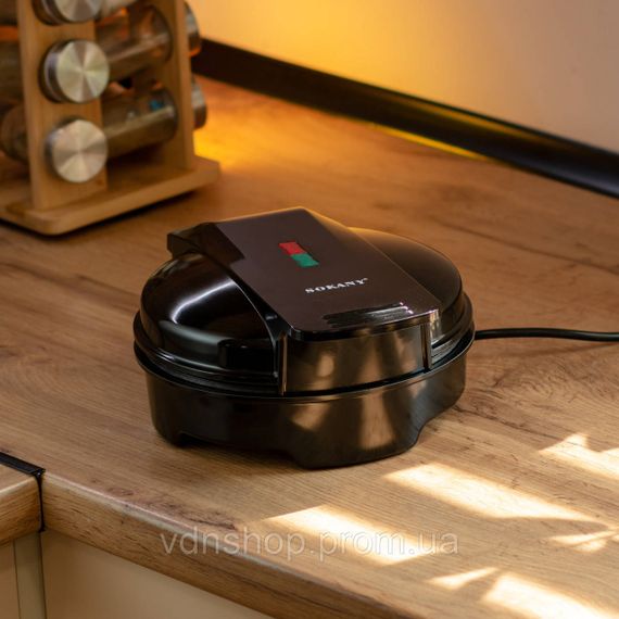 Вафельница для бельгийских вафель с антипригарным покрытием и LED-индикатором 1000 Вт круглая Sokany SK-519 | Зображення 7