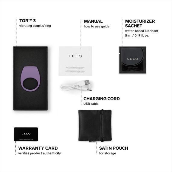 Ерекційне кільце з вібрацією LELO Tor 3 Violet Dusk, керування зі смартфона | Зображення 3