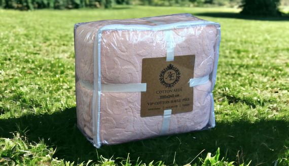 Махровое покрывало Cotton Area 220 х 240 см Персиковое | Зображення 1