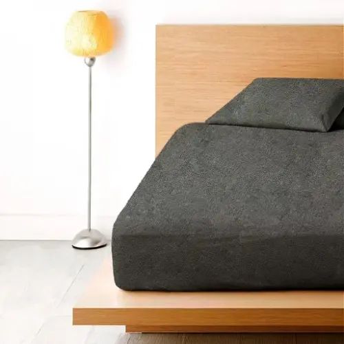 темно-сіре Простирадло махрове на резинці з наволочками Anisa (220х240+30 см) | Зображення 3