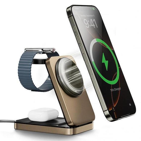 БЗУ WIWU Wi-W038 Triple 3 in 1 wireless charger Gold | Зображення 2