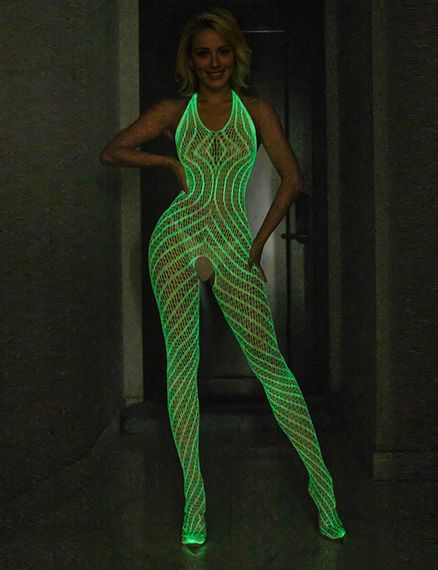 Комбінезон з тканини що світиться у темряві Star Night з доступом, білий, XS-M Sex Aura