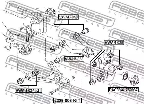 Сайлентблок важеля VW PASSAT, AUDI A6, FEBEST (VWAB037KIT) | Зображення 1