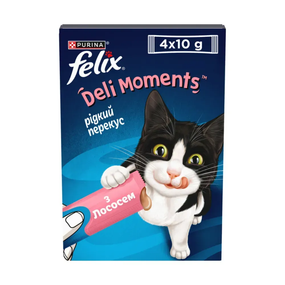 Кремові ласощі Felix Deli Moments для дорослих котів, з лососем 4*10г