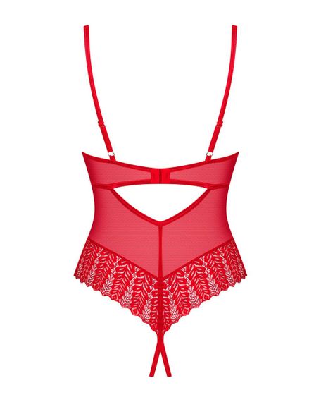 Боди с доступом Obsessive Ingridia crotchless teddy XS/S, красное, открытая грудь Sex Aura | Зображення 3