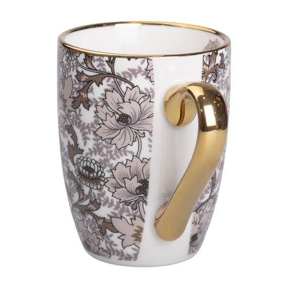 Фарфоровая чашка 400 мл с золотым ободком и золотой ручкой Коричневая RX-N240665BR | Зображення 1