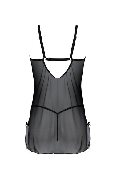 Пеньюар Passion DROSERA CHEMISE black, S/M, кружевной лиф со стрепами, трусики в комплекте | Зображення 3