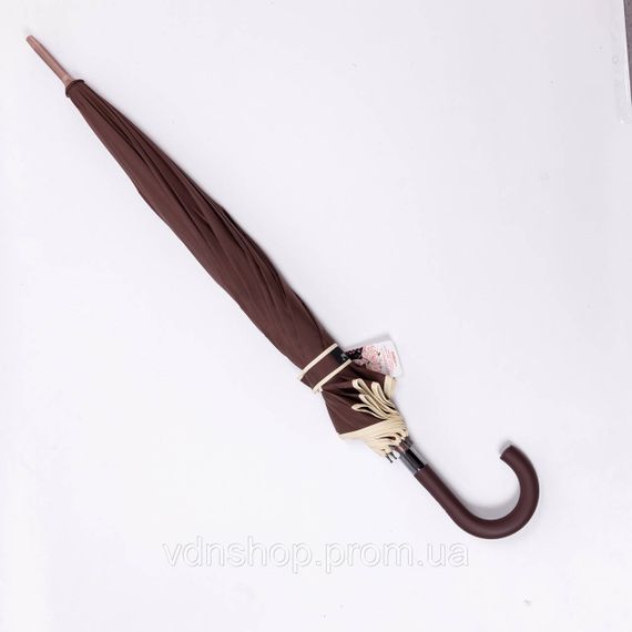 Класична парасолька-тростина з чохлом напівавтомат з поліестеру міцна надійна 12 спиць діаметр 120 см Коричневий HP-23-16BR | Зображення 3