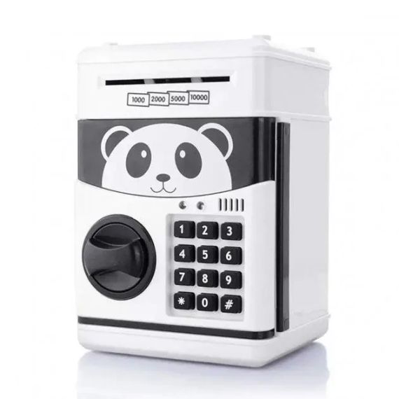 Скарбничка сейф NUMBER BANK PANDA EL 510-1 Іграшка дитяча з кодовим замком Панда Чорно-біла