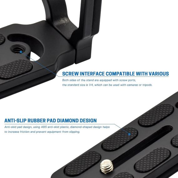 Универсальная L-образная быстросъемная пластина Bailinks для камер, алюминиевая, 5 кг, совместима с штативами | Зображення 3