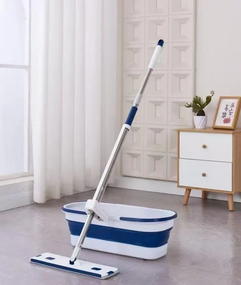 Швабра с отжимом и складным ведром для уборки,Набор для уборки со шваброй-отжимом и складным ведром