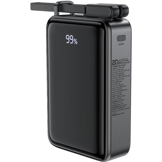 УМБ Acefast 20000mAh 67W PD3.0 20В/3.35A Type-C, USB-A, with cable, Li-ion M4 Black | Зображення 6