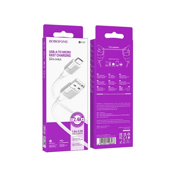 Кабель для зарядки телефона. USB Borofone BX101 Creator Micro 2.4A | Зображення 1
