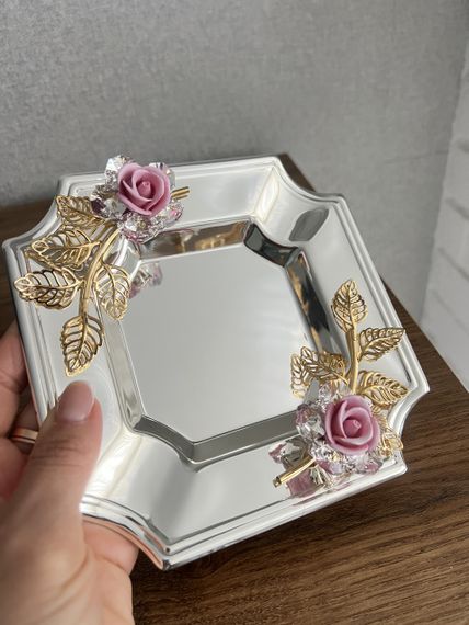 Подарочная хрустальная пепельница премиум-класса Imperial Rose, 16х16х5 см | Зображення 3
