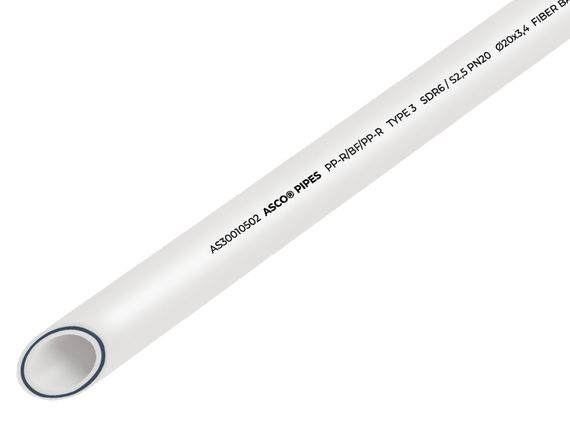 Труба PPR PP-RCT BASALT Ø25*4,2мм SDR 6.0/S2.5/PN20 білого кольору ASCO® 2/50м