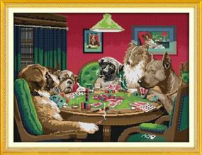 Набор для вышивания по нанесённой на канву схеме "Dogs' game ".AIDA 14CT printed , 66*51 см