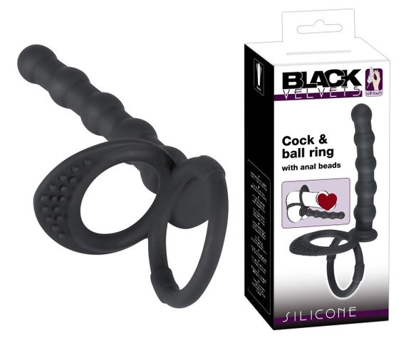 Насадка для подвійного проникнення - Black Velvets Cock & Ball Ring Sex Aura