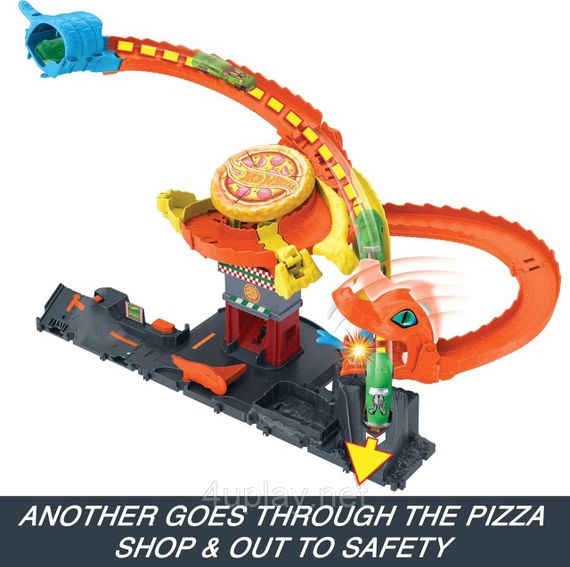Трек Хот Вилс Сити Опасные существа Атака Кобры, Пиццерия Оригинал Hot Wheels City Pizza Slam Cobra Attack | Зображення 3