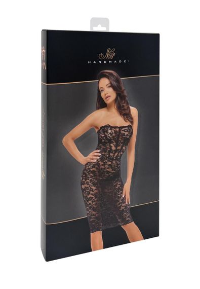 Сукня Noir Handmade F301 Catalyst, 3XL, black, міді, мереживо, відкриті плечі, шнурівка на спині sexstyle | Зображення 6