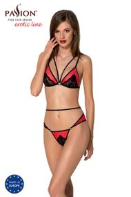 Комплект білизни Passion PEONIA SET L/XL red, бра, трусики