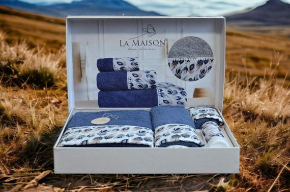 Подарунковий набір рушників La Maison, 3 шт. з ароматом Esme Mavi | Зображення 1