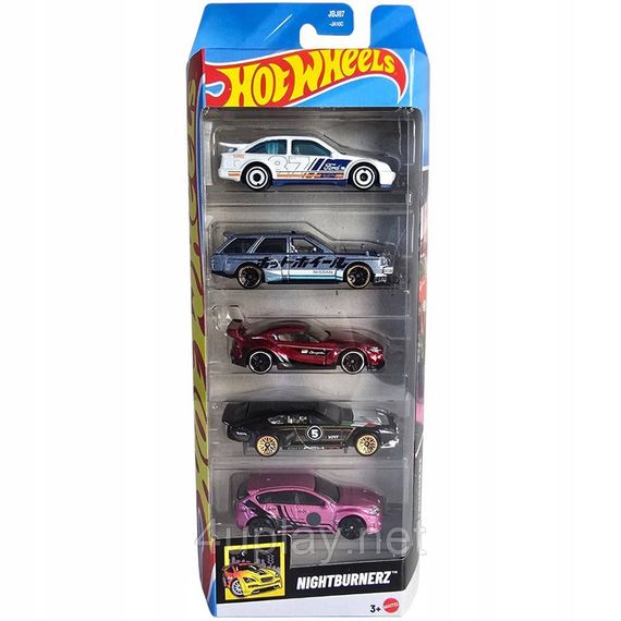 Hot Wheels Nightburnerz Подарочный набор из 5-ти машинок Хот Вилс Уличные гонщики