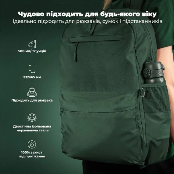 Пляшка для води металева вакуумна IION8 500 мл Vacuum Insulated Dark Green (I8TS500DGRE) | Зображення 2