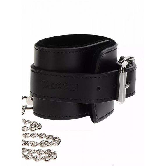 Широкий ошейник с наручниками и цепью Taboom Luxury Bondage Essentials, черный sexstyle | Зображення 5