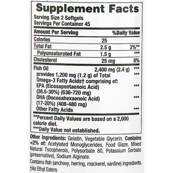 Омега 3 Nature's Bounty Fish Oil 2400 mg Odorless 90 Caps | Зображення 1