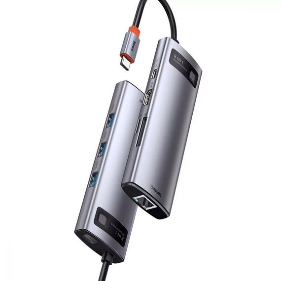 Перехідник HUB Baseus Metal Gleam Series 8-in-1 Multifunctional Type-C (CAHUB-CV0G) | Зображення 2