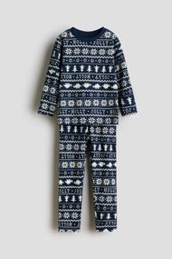 Дитяча новорічна бавовняна піжама для хлопчика H&M 92 см Темно-синя (25111704A)