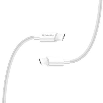 Дата кабель USB-C to USB-C 1.0m 5A 100W white ColorWay (CW-CBPDCC058-WT) | Зображення 1