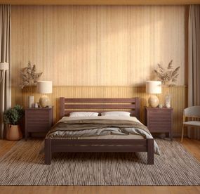 Полуторне дерев'яне ліжко Mebigrand Прем'єра Горіх темний 120х190 см (MBG-2771)